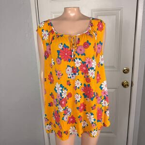 Modcloth Shirt Women's 2X Floral Rayon Plus Size Tank Top Stretch Shirt F3-29